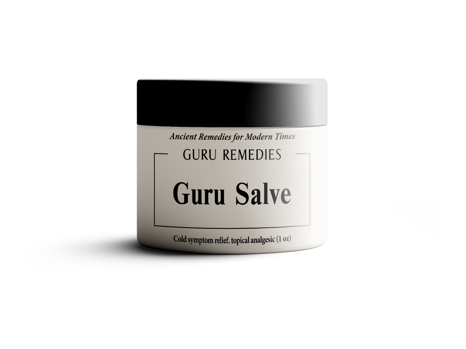 Guru Salve jar showing product label